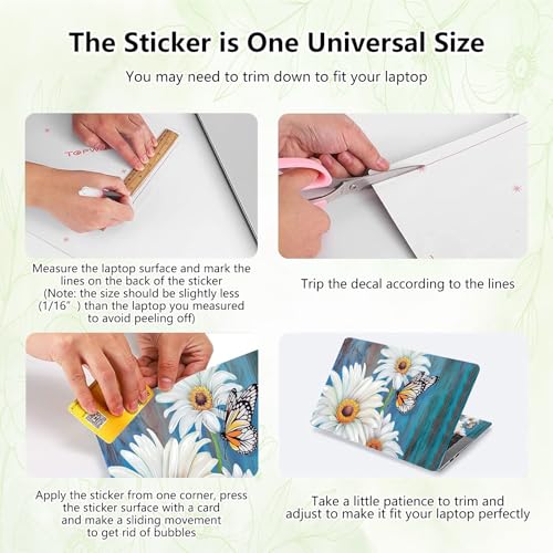 Laptop Skin Sticker Decal, Universal Reusable Vinyl Laptop Cover for 12" 13" 13.3" 14" 15" 15.4" 15.6" Notebook PC, Reusable Waterproof Scratch-Resistant with 2 Wrist Pads,Wood Chrysanthemum - color: Wood Chrysanthemum