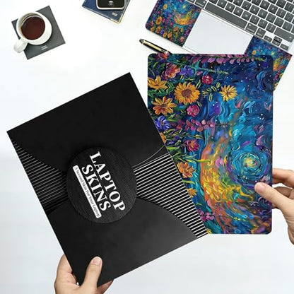 Universal Laptop Skin Sticker with 2 Wrist Pad Decals, 3-Piece Removable Vinyl Laptop Cover, Oil Painting Sunflower Waterproof Anti-Scratch, Easy-Trim Fit for 13.3" 14" 15.6" Laptops - color: Oil Painting Sunflower