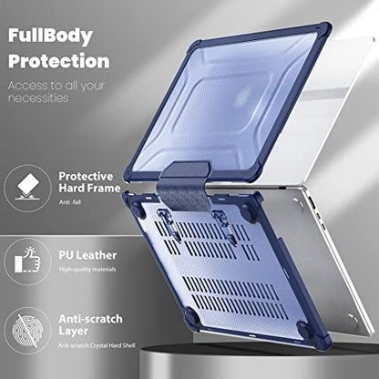 MEEgoodo Case for MacBook Air 15 inch 2026 2025 2024 2023, Case Fit Model (A3448/A3241/A3114/A2941) with M5/M4/M3/M2 Chip, Laptop Hard Shell with Heavy Duty Rugged Shockproof, Navy Blue XK - color: Navy Blue XK