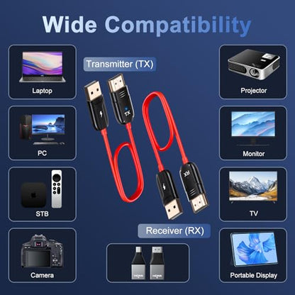 Wireless HDMI Transmitter and Receiver 4K Decode Input 1080P Output | No WiFi/app/Bluetooth, Plug & Play, Portable 2.4/5G, Streaming Video and Audio from PC/Projector/TV Box to Monitor - color: Black
