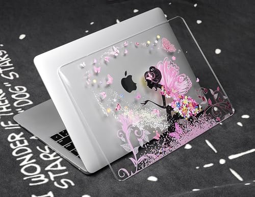 UESWILL for MacBook Pro 14 inch Case M5 M4 M3 M2 M1 A3427 A3426 A3434 A3401 A3185 A3112 A2992 A2918 A2779 A2442 (2021-2026), Glossy Pattern Hard Shell Cover + Microfiber Cloth, Fairy - color: Pattern: Fairy, size: MacBook Pro 14" (M1 M2 M3 M4 M5)