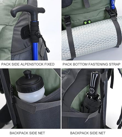 Bseash 50L Hiking Backpack, Water Resistant Lightweight Outdoor Sport Daypack Travel Bag for Camping Climbing Skiing Cycling (Lake Green - No Shoe Compartment) - color: Lake Green - No Shoe Compartment