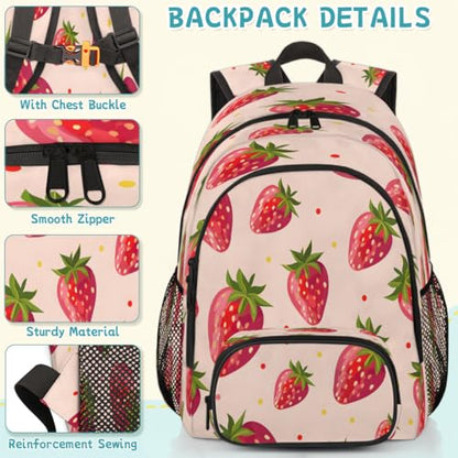 Strawberry Laptop Backpack for Women Men, 18.3 Inch Travel Work Backpacks, Strawberries Waterproof Computer Casual Daypack Nurse Teacher Bags - color: Multicolor 11