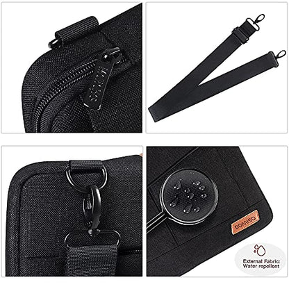 DOMISO 15-15.6 Inch Laptop Sleeve Bag Water Resistant Briefcase Messenger Shoulder Bag for ThinkPad L580/16 MacBook Pro/IdeaPad 320/Dell XPS 15/HP Envy x360/ASUS ROG Zephyrus/Acer Chromebook,Black - color: Black, size: 15 - 15.6 Inch