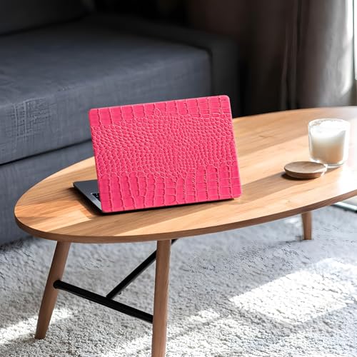 Crocodile Case for MacBook Air 13 inch 2026 M5, 2022-2025 M4/M3/M2 | Model A3449 A3240 A3113 A2681, Texture Crocodile Aligator Skin Snakeskin PU Leather Hardshell & Keyboard Cover, Hot Pink - color: # Shiny Pink Crocodile