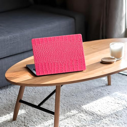 Crocodile Case for MacBook Air 13 inch 2026 M5, 2022-2025 M4/M3/M2 | Model A3449 A3240 A3113 A2681, Texture Crocodile Aligator Skin Snakeskin PU Leather Hardshell & Keyboard Cover, Hot Pink - color: # Shiny Pink Crocodile