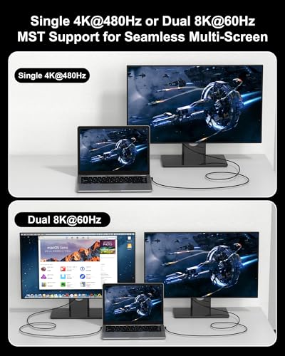 16K USB 4 Cable for Thunderbolt 5 Cable 6.6FT, up to 120Gbps and 240W, Premium Braided USB C to USB C Cable 80Gbps, Compatible with Thunderbolt 4/3, USB4, MacBook M5 Pro, iPhone 17/16/15