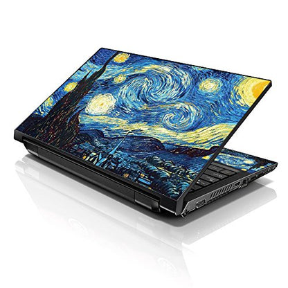 LSS 15 15.6 Inches Laptop Notebook Skin Sticker with 2 Wrist Pads - Reusable Cover Protector Vinyl Sticker Cover Decal Fits 13" - 16" HP Asus Acer - Van Gogh Starry Night Design - color: Van Gogh Starry Night, size: 13" - 16"