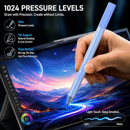 Active Digital Pen for HP Envy x360 Pavilion Spectre Omnibook Touchscreen | MPP 1.51, 2500H Battery Life, 1024 Pressure, Palm Rejection, Dual Side Button Pixel-Perfect Precision for Drawing Note Taking - color: Sapphire