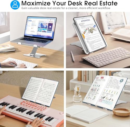 LRLKFX Laptop Stand Portable Foldable Aluminum Laptop Riser Height Adjustable Ergonomic Holder for Desk Compatible with MacBook Air Pro, Dell, HP, Lenovo & More 10-15.6" - Black - color: Black