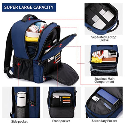 CAFELE 17.3 Inch Laptop Computer Backpack College School Bookbag Business Travel Water Resistant Durable Backpck with USB Charging Port for Women Men,Blue - color: Blue