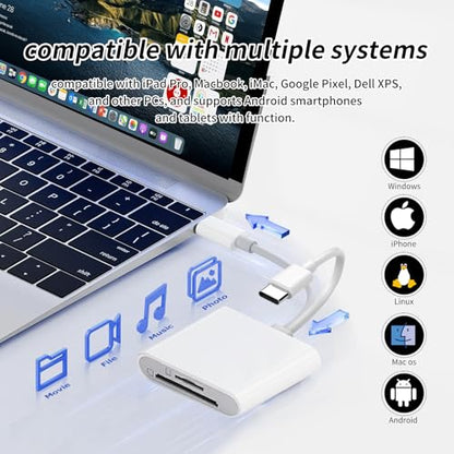 2IN2 SD Card Reader,USB C SD Card Reader for iPhone,USB-C/L Dual-Slot SD Card Reader,Compatible with iPhone 16/15/14/13/12,MacBook,Mac,Trail Camera viewers,Plug and Play - size: 2IN2 SD Card Reader