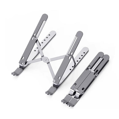 Foldable Laptop Stand, Laptop Holder Riser, Computer Tablet Stand, Compatible with 10-15.6 Inch Laptops, iPad, Phones, Tablets (Black, White)