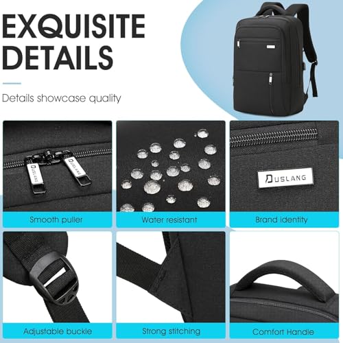 15.6 Inch Laptop Backpack for Travel Water Resistant College Backpack for Men Women Laptop Bag with USB Charging Port Business Backpack,Black
