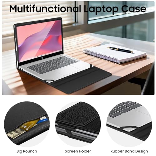 Fintie Protective Case for 14 inch HP/Lenovo/ASUS with Pocket, Black | Fits for 14'' HP 14-ee, Lenovo IdeaPad 1 Gen 7, ASUS Vivobook 14 X1404, Dell Latitude 3440 - color: Black