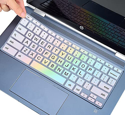 Keyboard Cover for HP x360 14" Chromebook, 14-db/ca/ak/DA 14B-CA 14a-na, 14 G2 G3 G4 G5, HP Chromebook 11 G2, G3, G4, G5, G6 EE G7EE Keyboard Skin, Colorful Rainbow - color: Colorful Rainbow