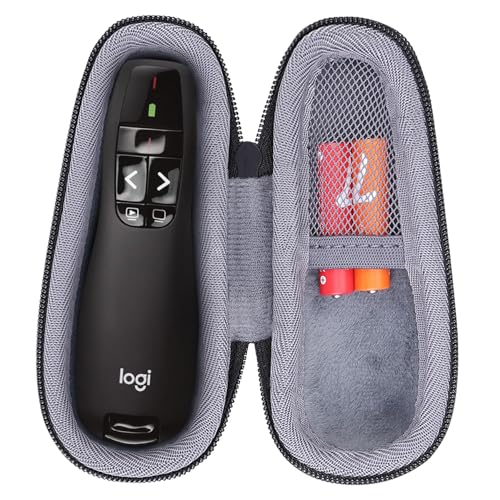 co2CREA Hard Case for Logitech Presenter R400 Clicker Pointer, Black | Presentation Remote Compatibility, Wireless Presenter Storage, Clicker Organization, Pointer Protection - color: Black Case + Inner Grey, size: for R400 Clicker