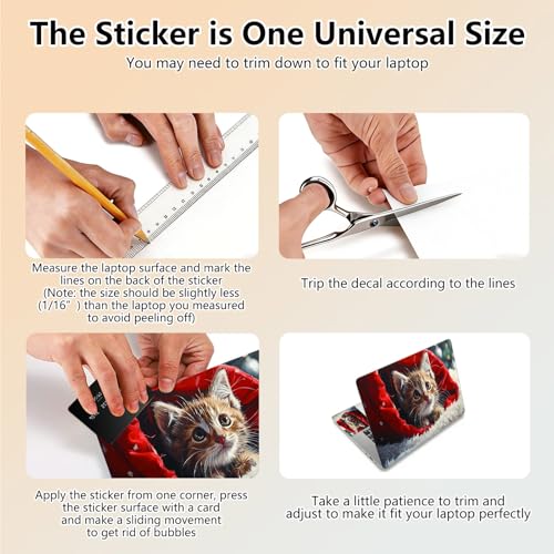 Laptop Skin Sticker Decal 15.6 Inch,12 13 13.3 14 15 15.6 in Laptop Netbook Skins for Notebook,Art Decal Removable Waterproof Scratch Resistant,Universal Vinyl Cover,Cute Cat Red - color: Cute Cat Red