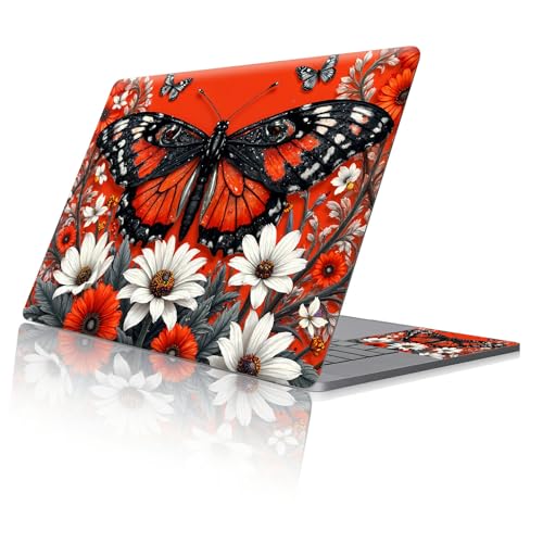 Reusable Universal Laptop Skin Sticker, Cut to Fit for 11.6–15.6 Inch Laptops, Waterproof Protective Film, No-Residue - Orange Butterfly - color: Orange Butterfly