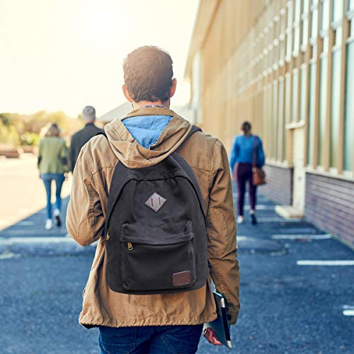 Canvas Laptop Backpack Durable Rucksack Travel Notebook Bag School Backpack Bookbag for Men Women Black Factory Directly - color: Black