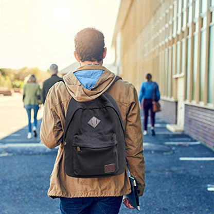 Canvas Laptop Backpack Durable Rucksack Travel Notebook Bag School Backpack Bookbag for Men Women Black Factory Directly - color: Black
