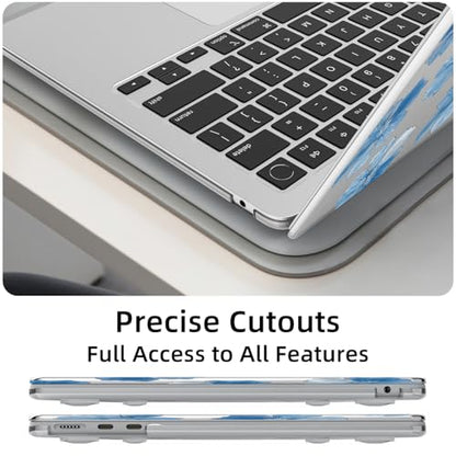 for MacBook Air 13.6 Inch Case M5/M4/M3/M2 2026-2022 Release A3449 A3240 A3113 A2681 Blue Blossom Flower Floral Design Crystal Clear Girly Case Laptop Protective Hard Shell Cover - color: Blue Flower