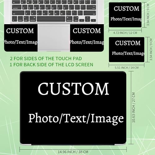 Laptop Skin Sticker Decal, Universal Protective Cover Fit 12 13 14 15.6 Inch Notebook, Reusable Water-Resistant Vinyl Decal w/ 2 Wrist Pads for Business Travel Office, Custom - color: Custom