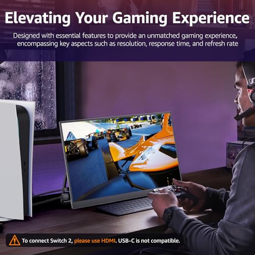 VisionOwl Portable Monitor for Laptop, IPS USB-C HDMI Travel Second Monitor for MacBook Pro Air, PC, PS5, Xbox, Portable Second Screen, Built-in Kickstand, Speakers, VESA Mountable, 18.5 Inch - size: 18.5