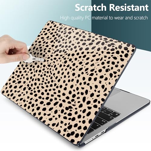 DONGKE for MacBook Air 13 Inch Case M5 2026 M4 2025 M3 M2 2024-2022 A3449 A3240 A3113 A2681, Plastic Hard Shell & Keyboard Cover & Screen Film for MacBook Air 13.6 Inch Case - Cheetah Spots - color: Cheetah Spots