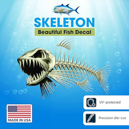 Skeleton Beautiful Fish Decal | Fishing Decal for Boat, Car, Vehicle, Truck Etc. | Waterproof Vinyl Sticker | Many Sizes & Styles Available | 12" to 40" by Digital Fish Art (Medium, Position 2) - color: Position 2, size: Medium