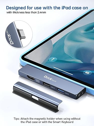 5 in 1 USB C Hub for iPad Pro 12.9 2021 2020, Air mini 6 and More | 4K 60Hz HDMI Port, Audio, USB 3.0, 100W PD, USB C Dock - color: 5 IN 1 Grey
