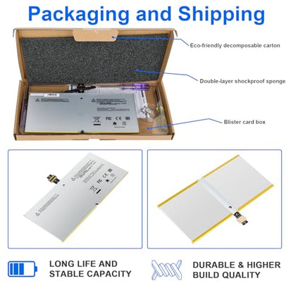 TREE.NB 7.5V 38.2Wh G3HTA027H DYNR01 Laptop Battery Replacement for Microsoft Surface Pro4 Pro 4 1724 12.3 inch Tablet DYNRO1 G3HTA026H G3HTA027H - size: 8.15x3.9x0.12inch G3HTA027H