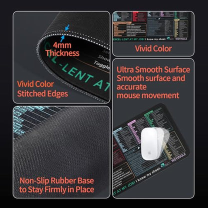 Wireless Charging Mouse Pad with Phone Holder Gaming Mousepad Desk Mat 15W Qi Fast Charging Pad Ultra-Smooth Surface Non-Slip Extended Premium Black Computer Keyboard Mat for MacBook PC Laptop - color: Shortcut Keys