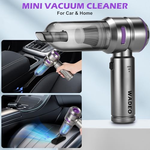 WADEO Handheld Vacuum Cordless, 4-in-1 21000PA Brushless Car Vacuum & 210000RPM Air Duster 6000mAh Battery Air Blower Wireless Handheld Vacuum for Car, Office and Home Cleaning