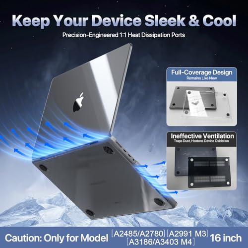 Soonjet for MacBook Pro 16 Inch Case, M5-M1, 2026–2021, Crystal Clear | 100% Crystal Clear, Preserves Every MacBook Color, Snap-On Fit, Slim Hard Shell, Seamless Fit - color: Crystal Clear