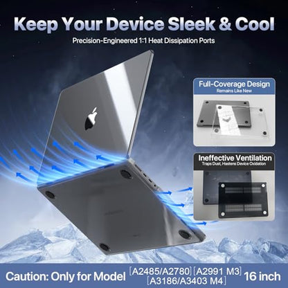 Soonjet for MacBook Pro 16 Inch Case, M5-M1, 2026–2021, Crystal Clear | 100% Crystal Clear, Preserves Every MacBook Color, Snap-On Fit, Slim Hard Shell, Seamless Fit - color: Crystal Clear