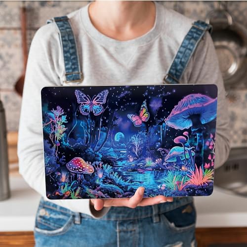 Universal Laptop Skin Sticker with 2 Wrist Pad Skins, Waterproof Scratch Resistant Vinyl Laptop Cover Decal, Cut to Fit for 11–15.6 Inch MacBook HP Dell Lenovo, Blue Mushrooms - color: Blue Mushrooms