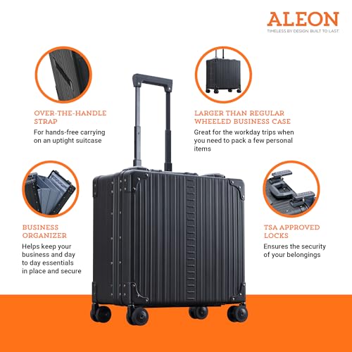 All Aluminum Lightweight 17" Deluxe Rolling Laptop Catalog Case for Men and Women | Vertical Opening Carry-On Bag with TSA Locks and Aircraft-Grade Aluminum Frame - Optimal Travel Companion (Onyx) - color: Onyx