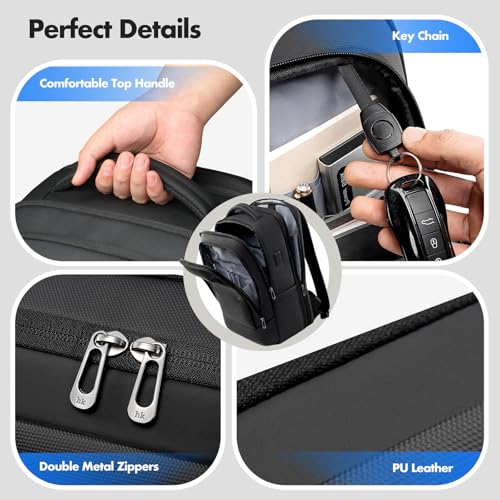 Expandable 16 Inch Laptop Backpack for Men | 40L Travel Backpack with USB-A&C Port, Flight Approved Carry On Backpack, 180° Laptop Compartment, Black