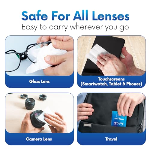 OPTEEL Lens Wipes for Eyeglasses - Pre-moistened Eyeglass Lens Cleaning Wipes - 600 Lens Wipes Individually Wrapped Sracth-Free Streak-Free Eye Glasses Wipes Lens Cleaner for Sunglass & Camera Lens - size: 600 Count (Pack of 1)