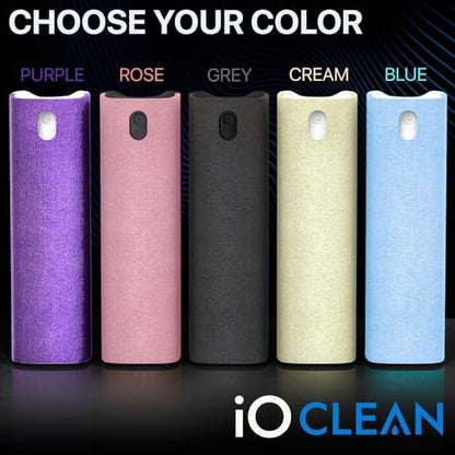 IO CLEAN Mini Screen Cleaner Spray – Finger Proof Screen Cleaner for Smartphones, iPads, MacBooks, Laptops, Car Screens, Touchscreens – 3in1 Mist Cleaner, Microfiber Cloth and Protective Cover (Cream) - color: Cream