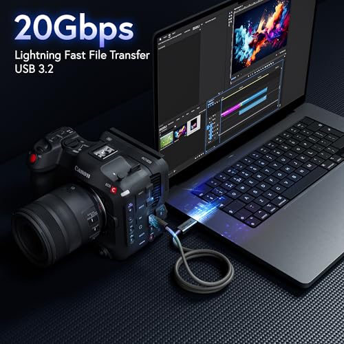 AFFHAUSEN 20Gbps USB-C Cable 3ft, USB 3.2 Gen 2x2, 100W, Braided | 20Gbps USB 3.2 Gen 2x2 | 4K@144Hz Display | up to 100W | Double-Braided Aluminum - size: 3ft / 0.9m
