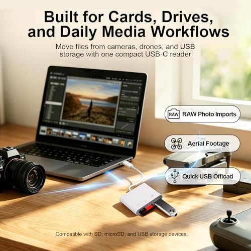 3-in-1 USB C Card Reader, High Speed USB 3.0 SD/TF/Micro SD Card Adapter with OTG, Memory Card Reader for iPhone 17/16/15 Pro Max, iPad, MacBook Pro/Air, GoPro, Dash Cam, Android & PC - size: 3 Slot