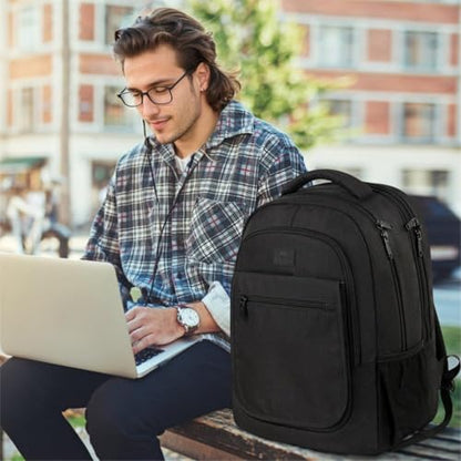 MATEIN College Large Travel Backpack, TSA Expandable Laptop Backpack | 43L College Computer Bag, Fit 17.3 Inch Laptop, Water Resistant Design, Lightweight Carry on, Sturdy, Spacious, Black - color: Deep Black, size: 17 inch
