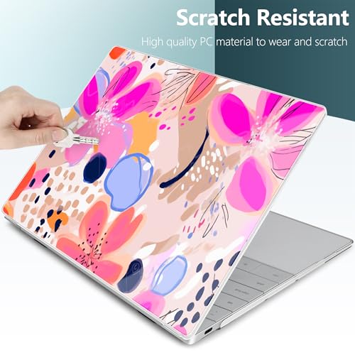 Batianda Blush Pink Stamens Case for Dell XPS 13 Laptop 2024 2025 | Fits Model 9340/9345/9350 13.4" Display, Lightweight Slim Hard Shell Protection for Women, Students and Floral Lovers - color: Pink stamens