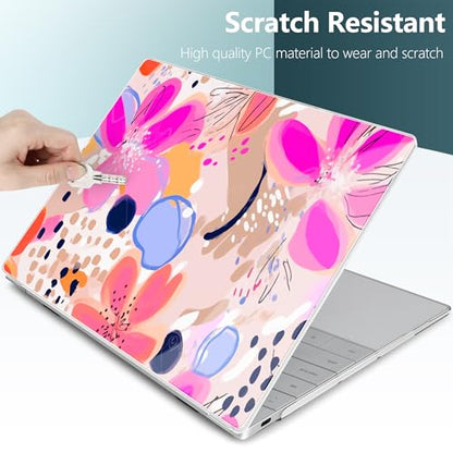Batianda Blush Pink Stamens Case for Dell XPS 13 Laptop 2024 2025 | Fits Model 9340/9345/9350 13.4" Display, Lightweight Slim Hard Shell Protection for Women, Students and Floral Lovers - color: Pink stamens