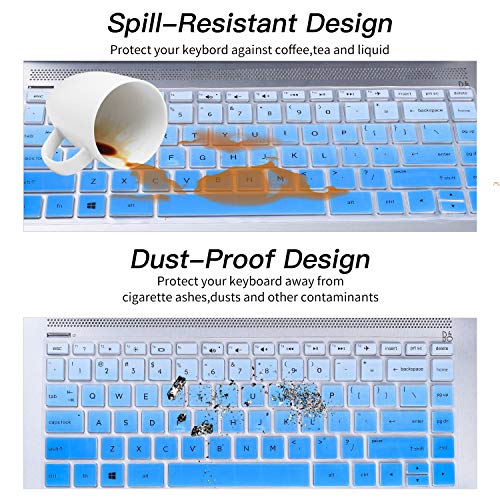 Keyboard Cover for HP Pavilion x360 14 & HP Laptop 14-dq0040nr/HP 14-dq/dh/dk 14-fq 14-cd/ce/cf HP Ultrabook 14, 14-dq5009nr 14-dq6015dx 14-dq0760dx 14-dq0762dx 14-dq0703dx 14-dq0052dx dq5043cl - color: Ombre Blue