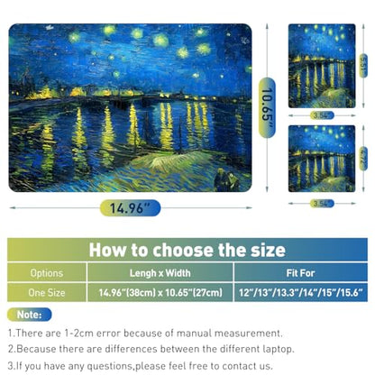 12.1 13 13.3 14 15.4 15.6 Inch Laptop Skin Decal, Laptop Stickers Decals for Notebook PC, Universal Reusable Vinyl Laptop Cover Sticker, Waterproof Art Protector I Starry Night Over The Rhone - color: Starry Night Over the Rhone