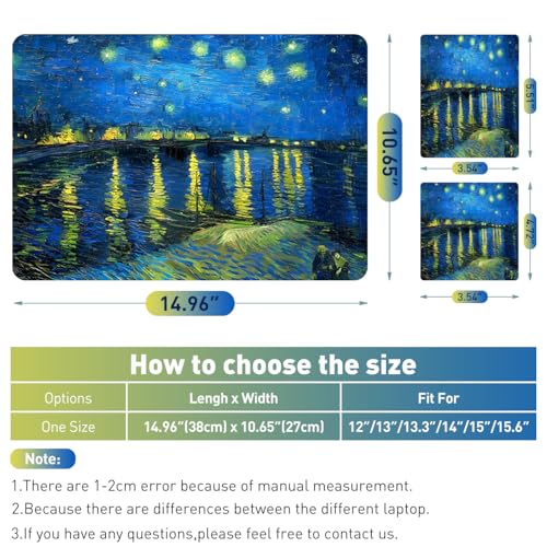 12.1 13 13.3 14 15.4 15.6 Inch Laptop Skin Decal, Laptop Stickers Decals for Notebook PC, Universal Reusable Vinyl Laptop Cover Sticker, Waterproof Art Protector I Starry Night Over The Rhone - color: Starry Night Over the Rhone