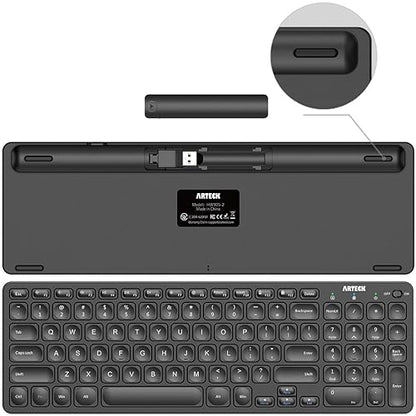 Arteck 2.4G USB Wireless Keyboard and Mouse Combo Ultra Slim Compact Keyboard and Ergonomic Mouse for Computer Desktop PC Laptop and Windows 11/10/8/7 Build in USB-C Rechargeable Battery